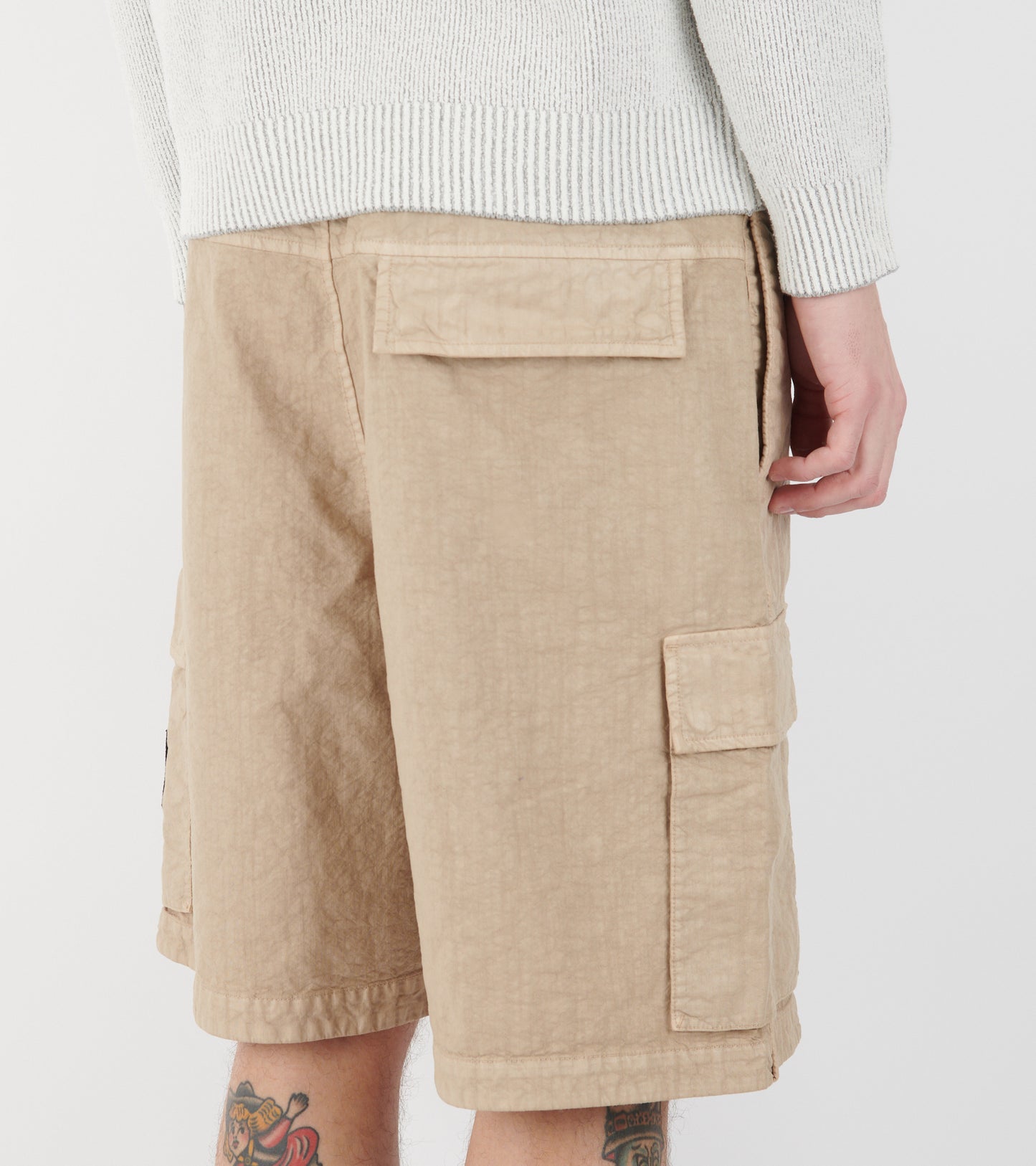 Loose Wide Leg Bermuda Shorts Beige