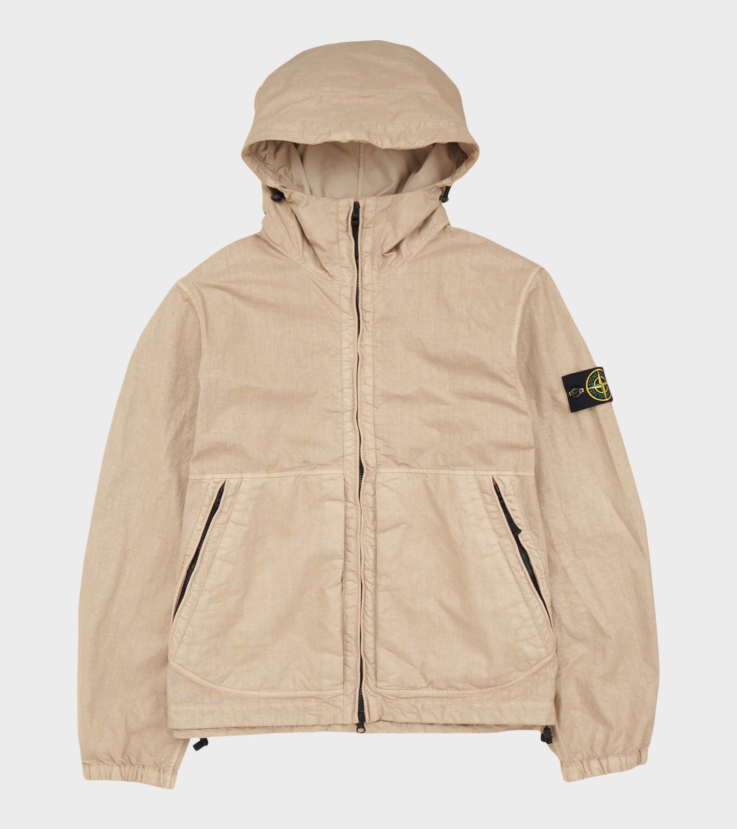 Organic-Look Nylon Panama-TC Jacket Beige