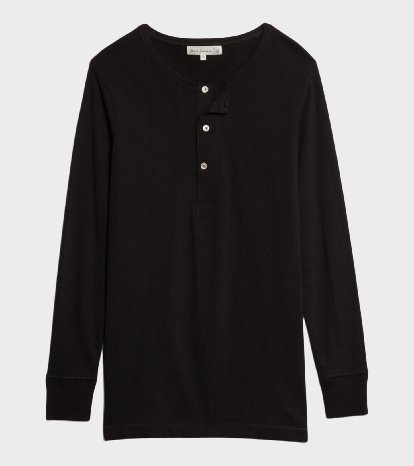 206 Men's Loopwheeled Henley Shirt Deep Black