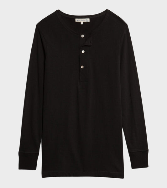 206 Men's Loopwheeled Henley Shirt Deep Black