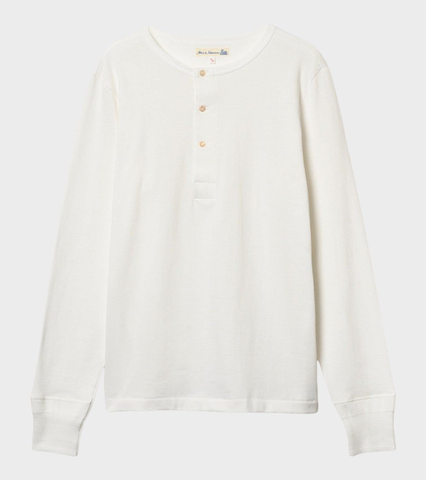 206 Men's Loopwheeled Henley Shirt White