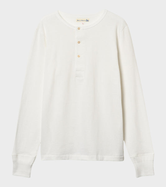 206 Men's Loopwheeled Henley Shirt White