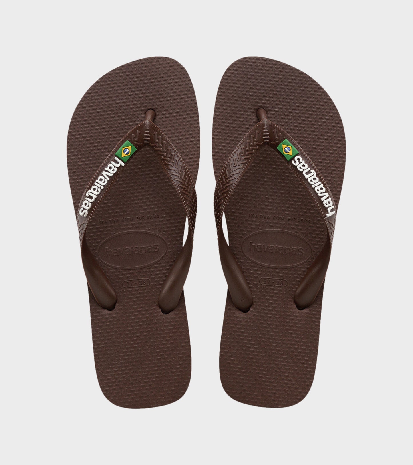 Brazil Logo Flip Flops Dark Brown/White