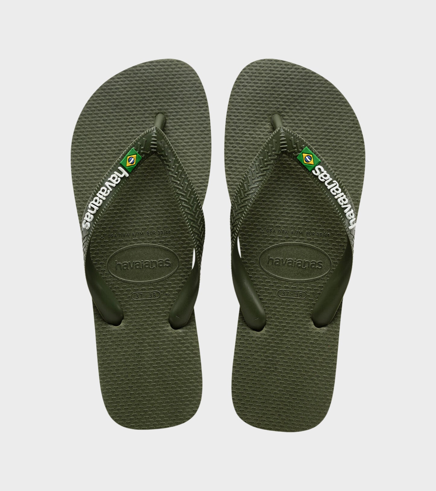 Brazil Logo Flip Flops Moss/White