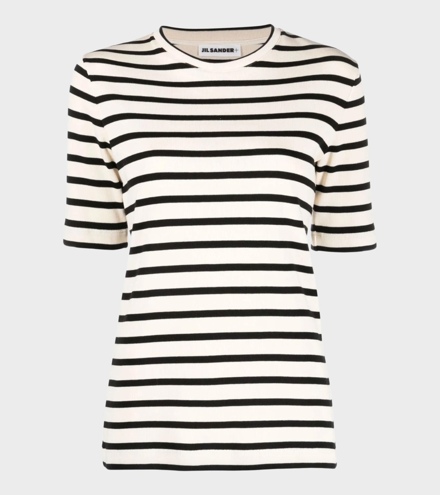 Ribbed Cotton Jersey Stripe T-shirt Open Grey