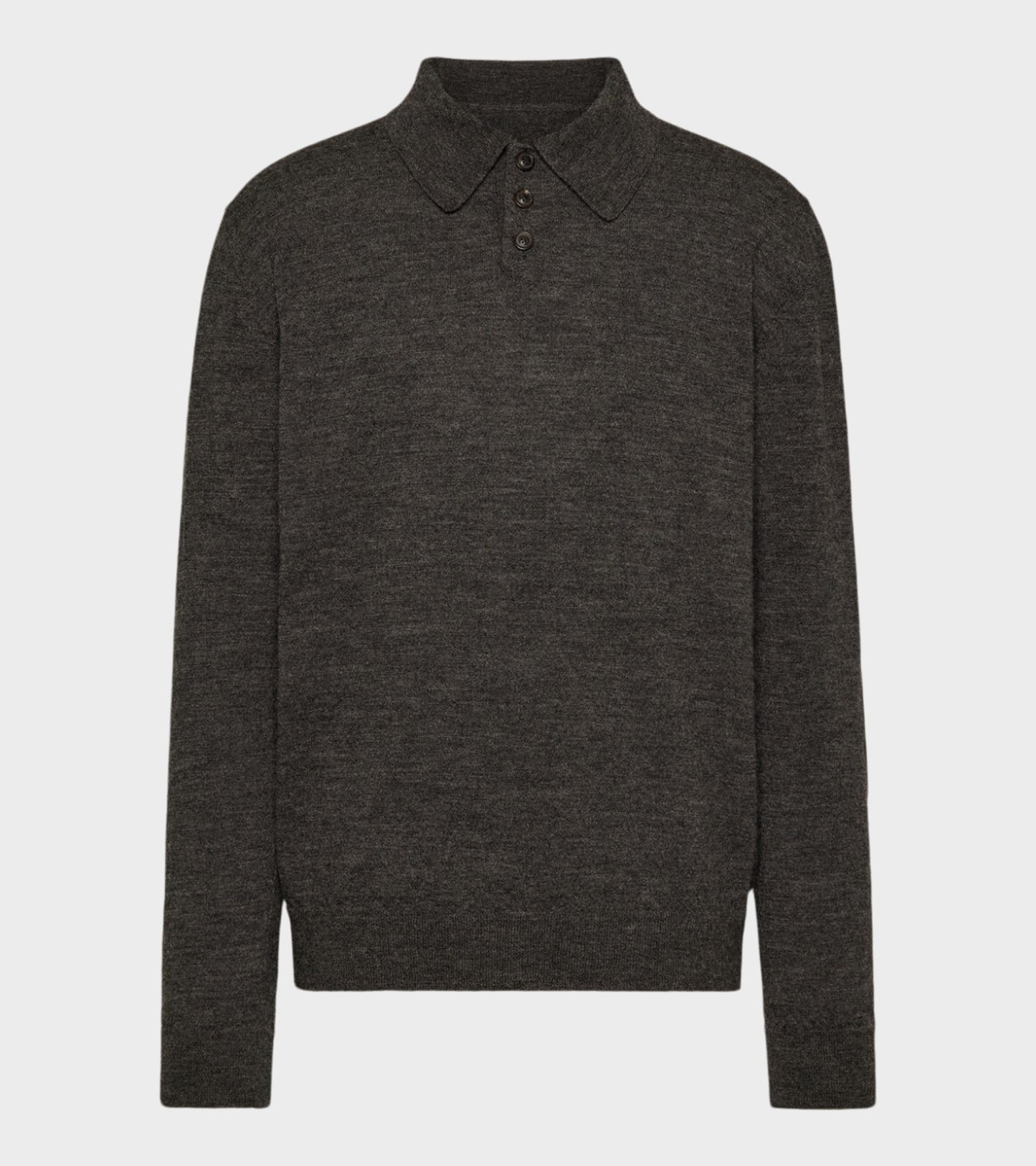 Elbow Patch Wool Polo Charcoal