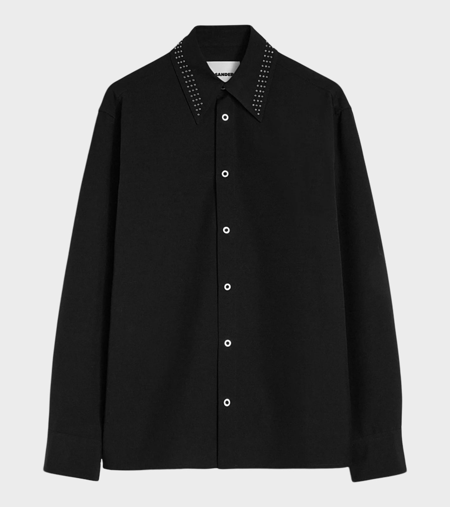 Wool Poplin Stud Shirt Black