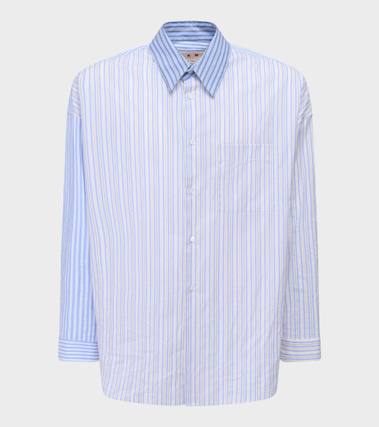 Mixed Stripes Poplin Shirt Light Blue
