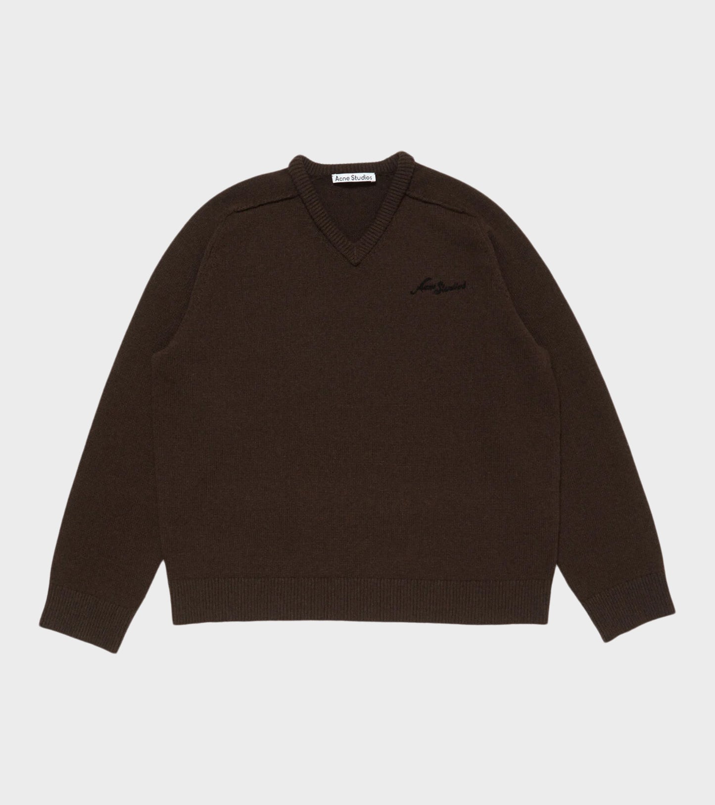 Wool V-neck Sweater Dark Brown