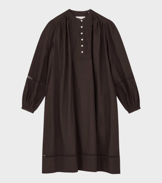 Leaf Shirtdress Dark Brown