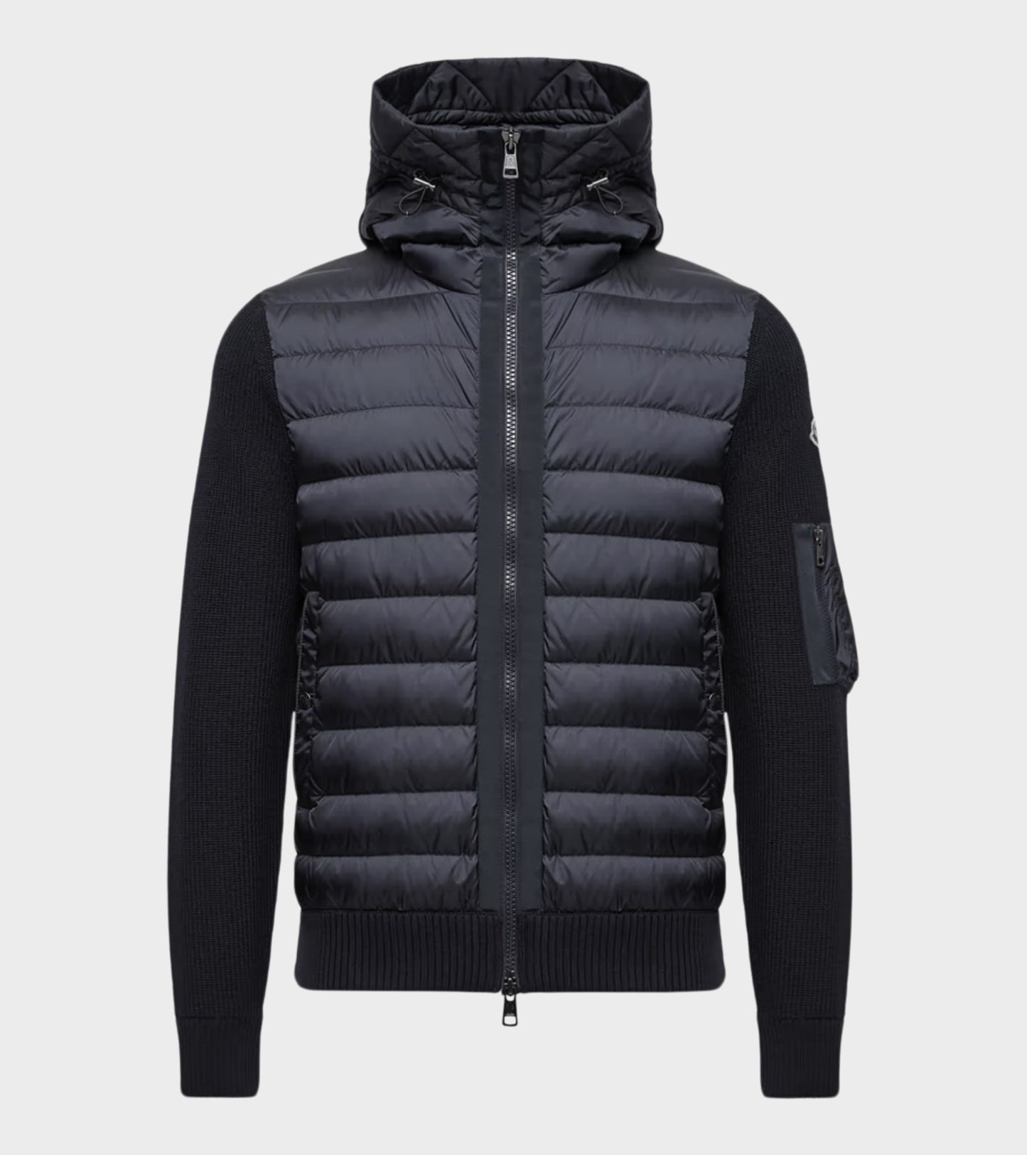 Hooded Wool Knit Cardigan Tricot Navy Blue