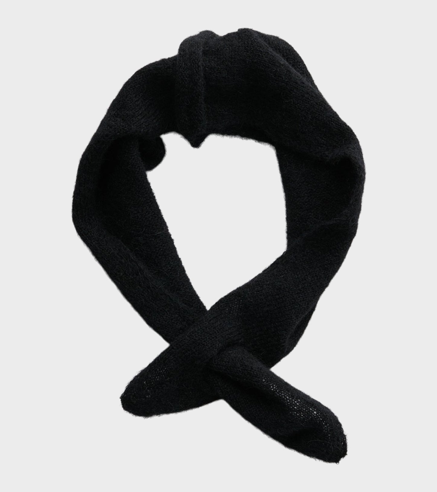 Miniature Scarf Black Fuzzy Alpaca