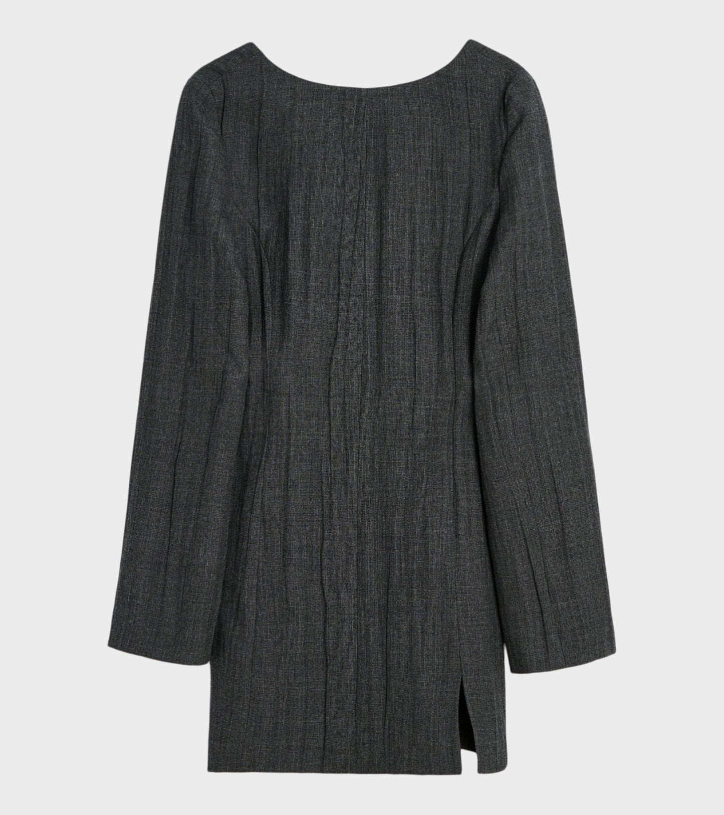 Firm Dress Stone Grey Plisse Wool