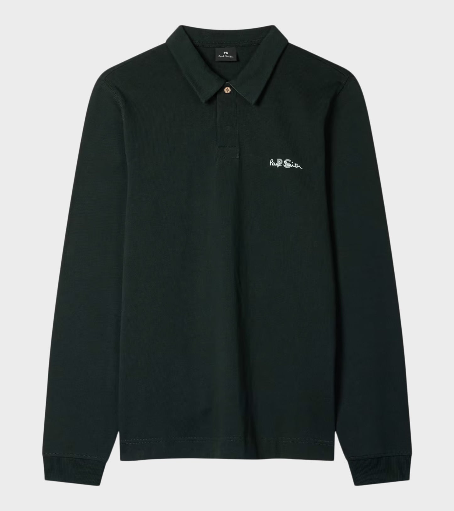 PS Logo Embroidery L/S Polo Shirt Green