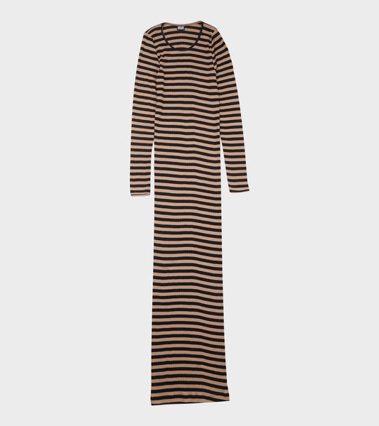 101 Long John Rib Dress Black/Camel