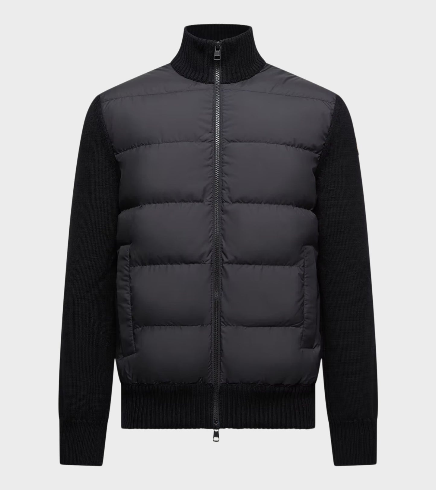 Padded Wool Zip Up Cardigan Black