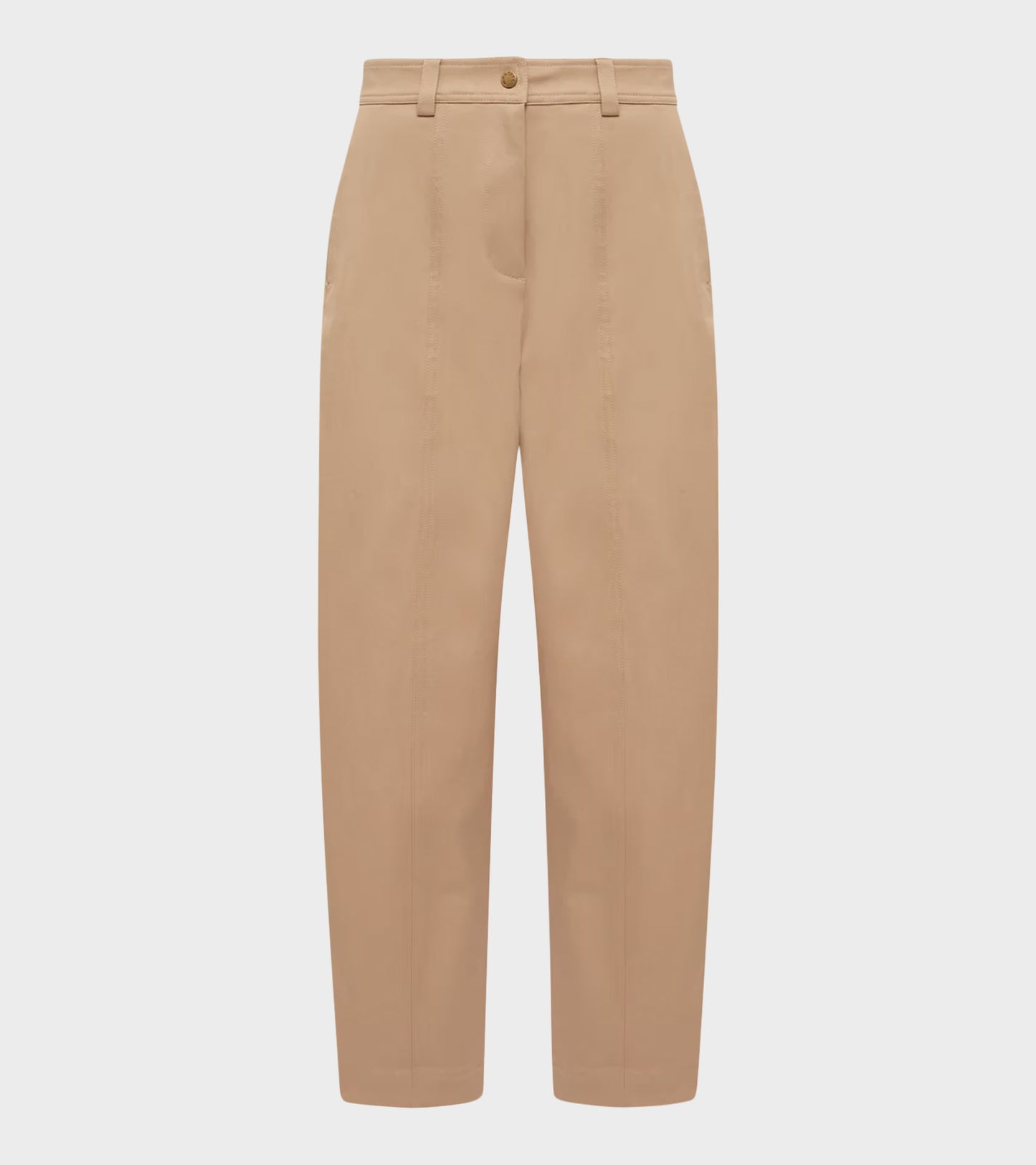 Straight Leg Cotton Trousers Beige