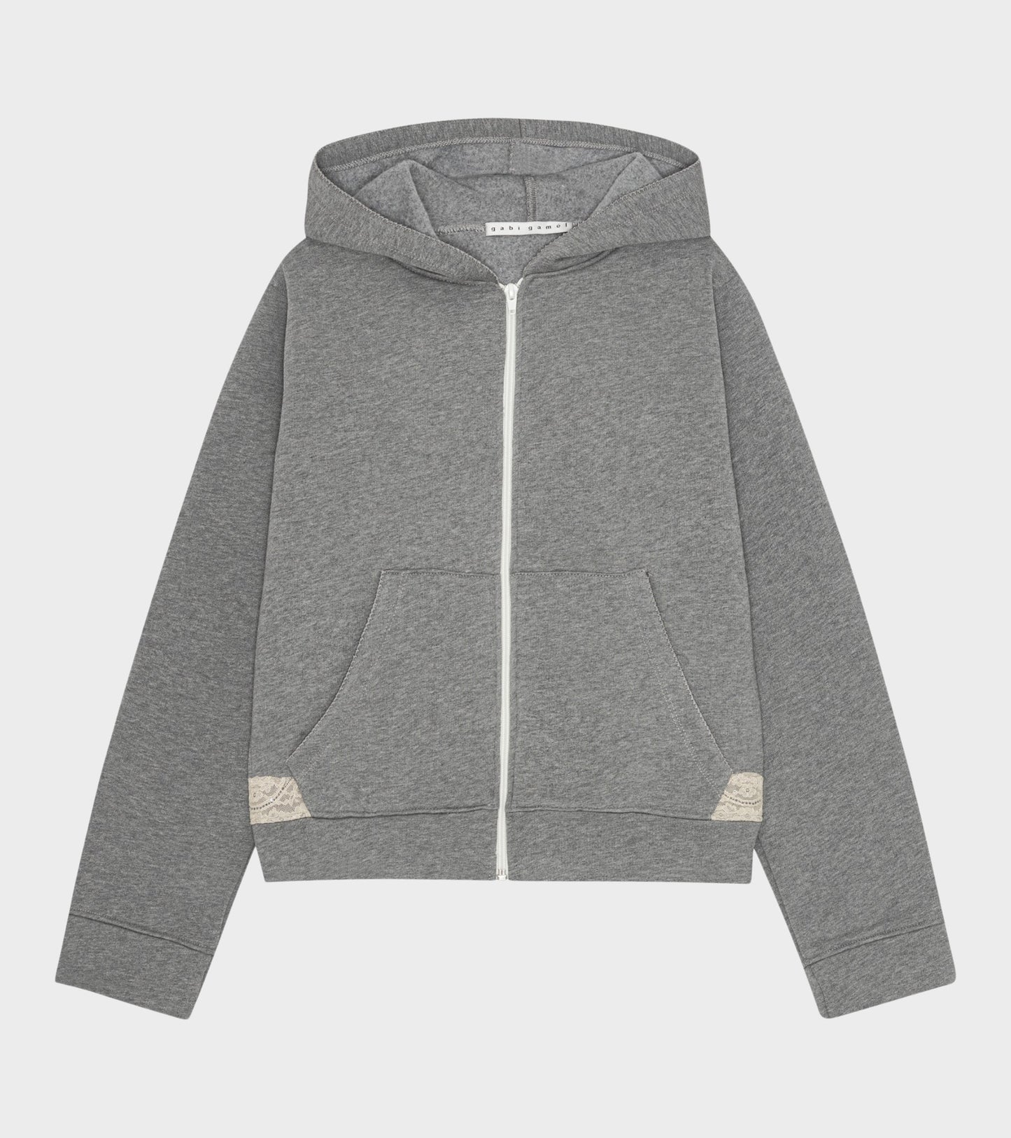 Lace Zip-up Hoodie Dark Grey Melange