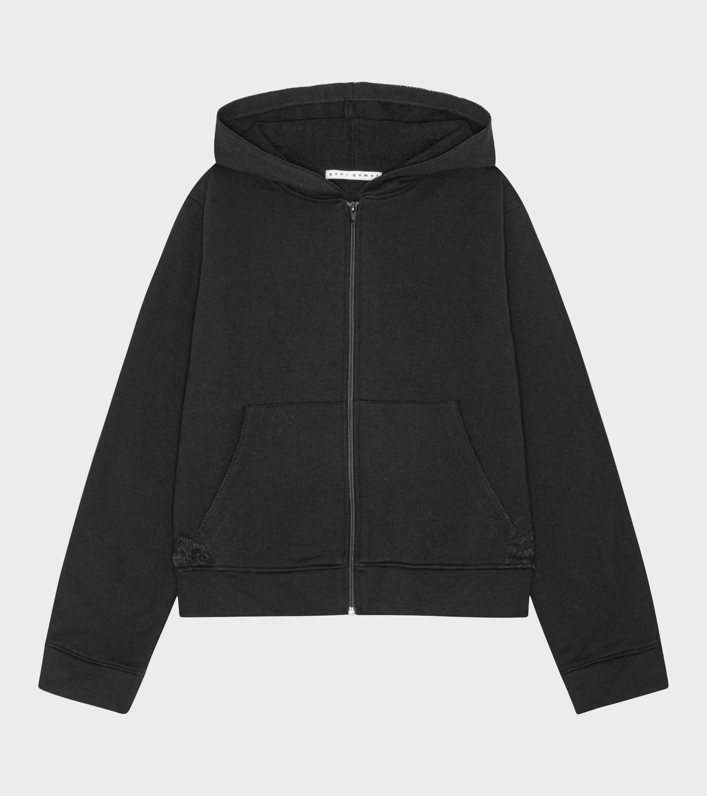 Lace Zip-up Hoodie Black