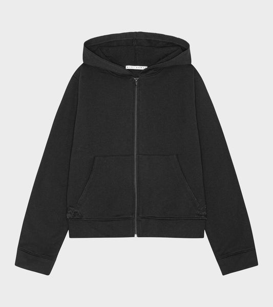 Lace Zip-up Hoodie Black