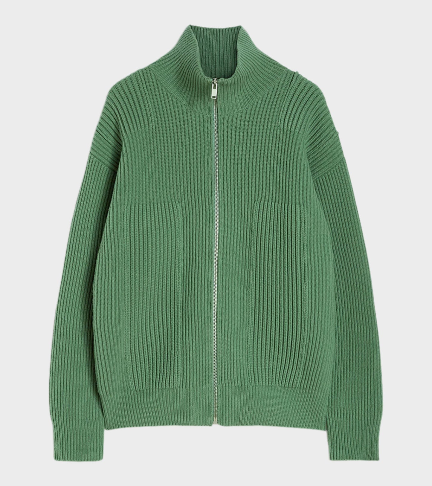 Wool Zip-up Cardigan Celadon