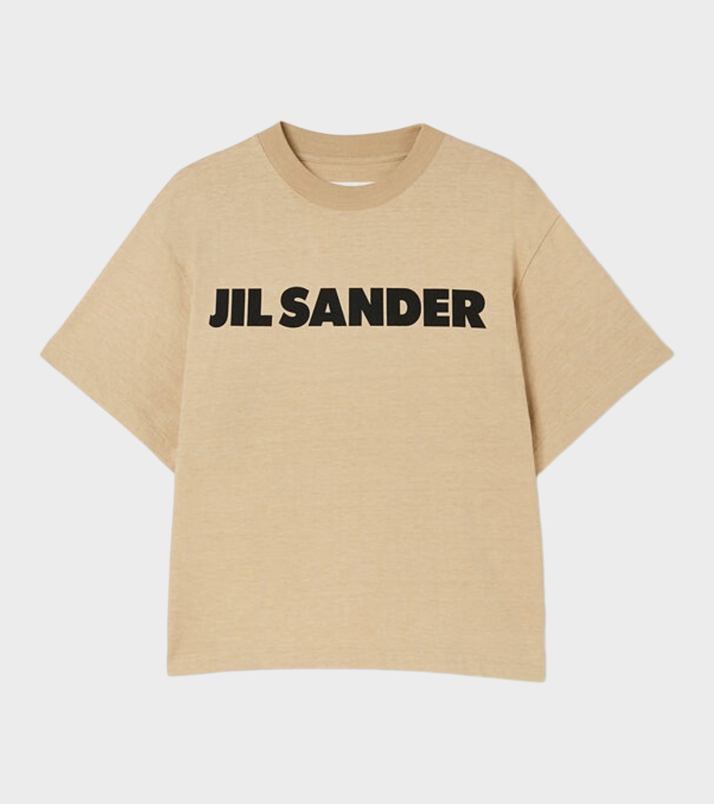 Stiff Lightweight Cotton Jersey Logo T-shirt Beige