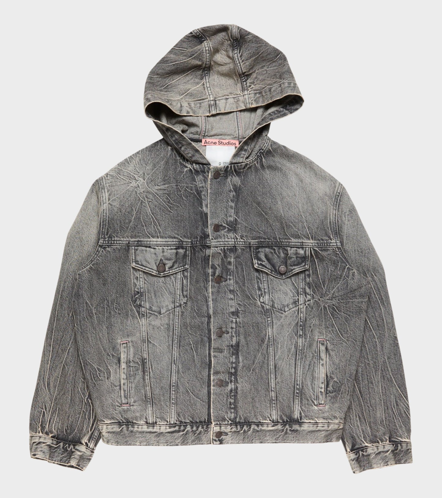 Hooded Denim Jacket Washed Black