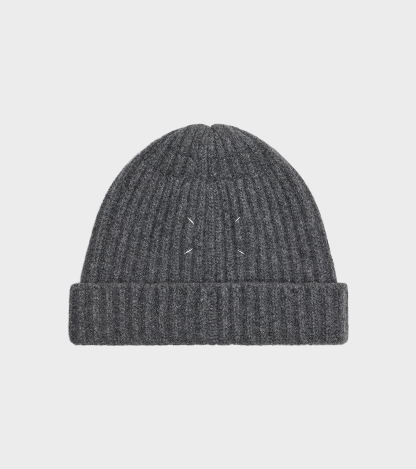 Virgin Wool Ribbed Beanie Dark Grey