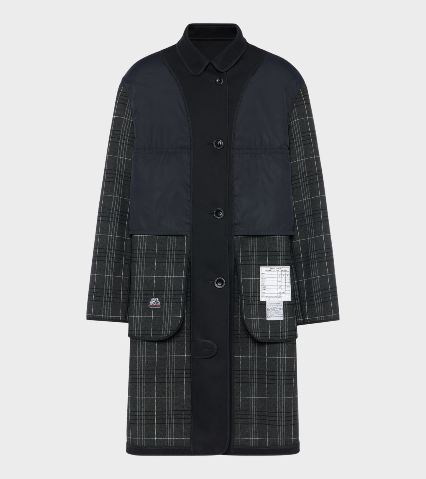 Reversible Checked Coat Black