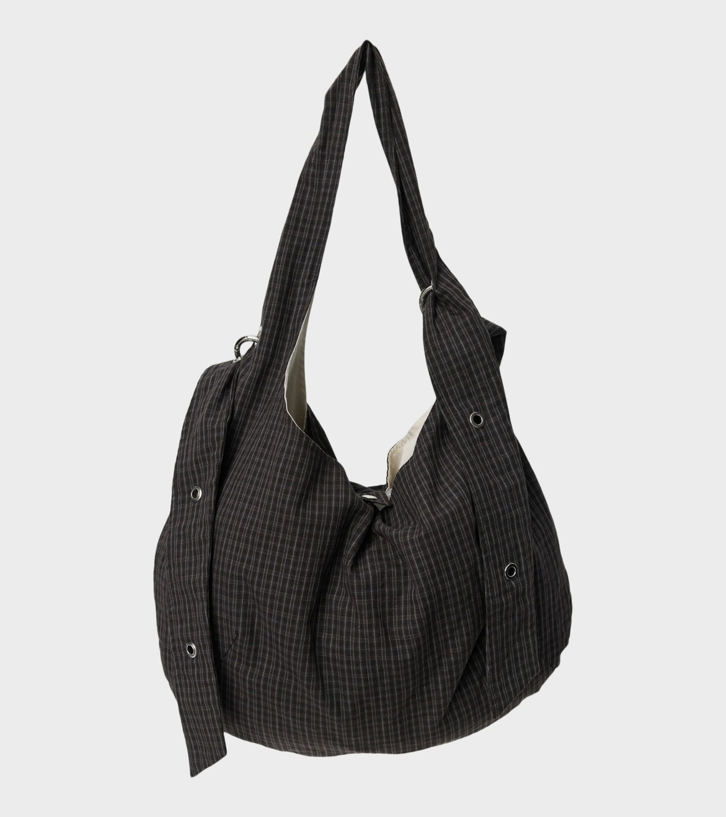 Eyelet Shoulder Bag Dark Linen Check