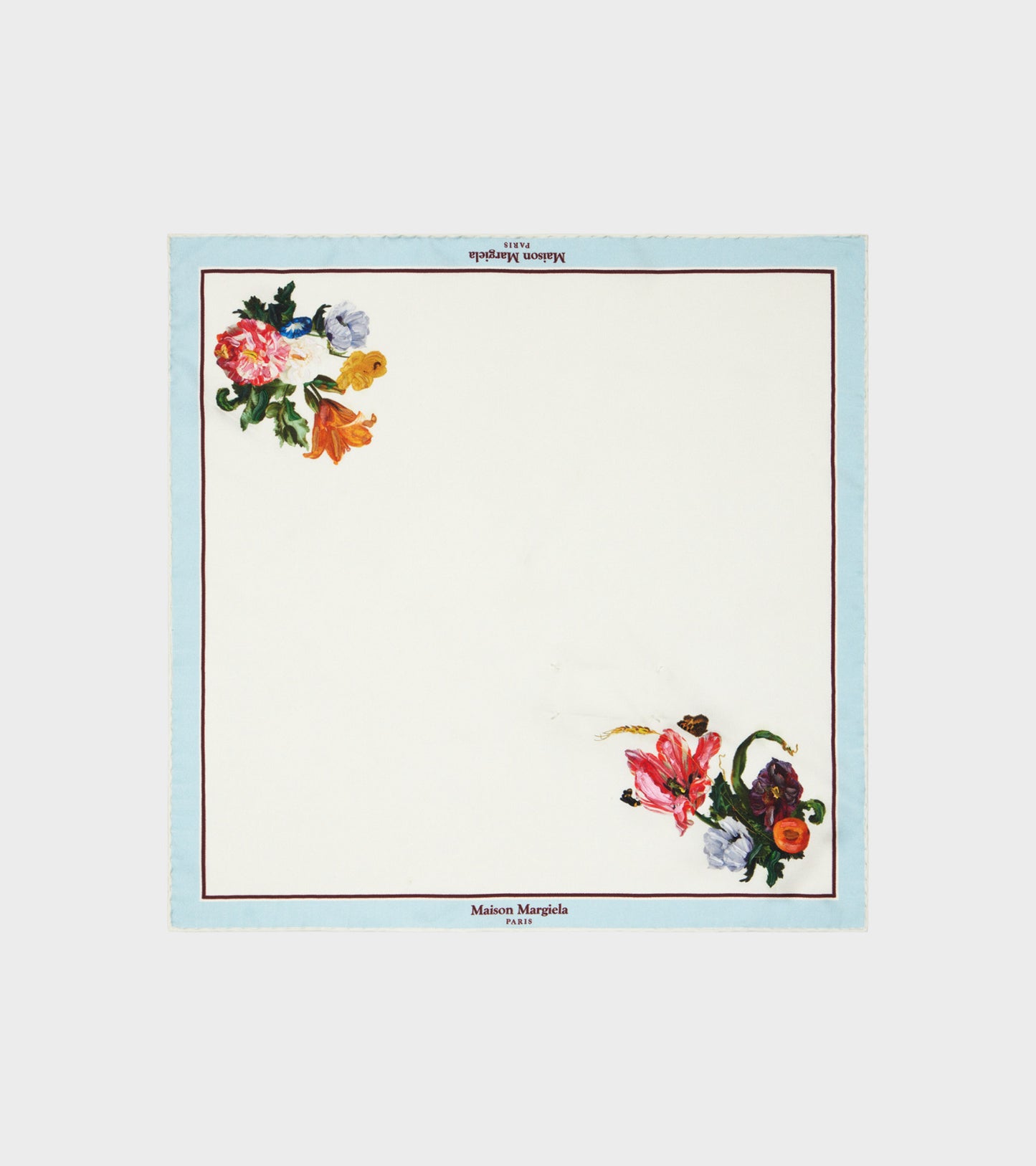 Silk Scarf White/Light Blue