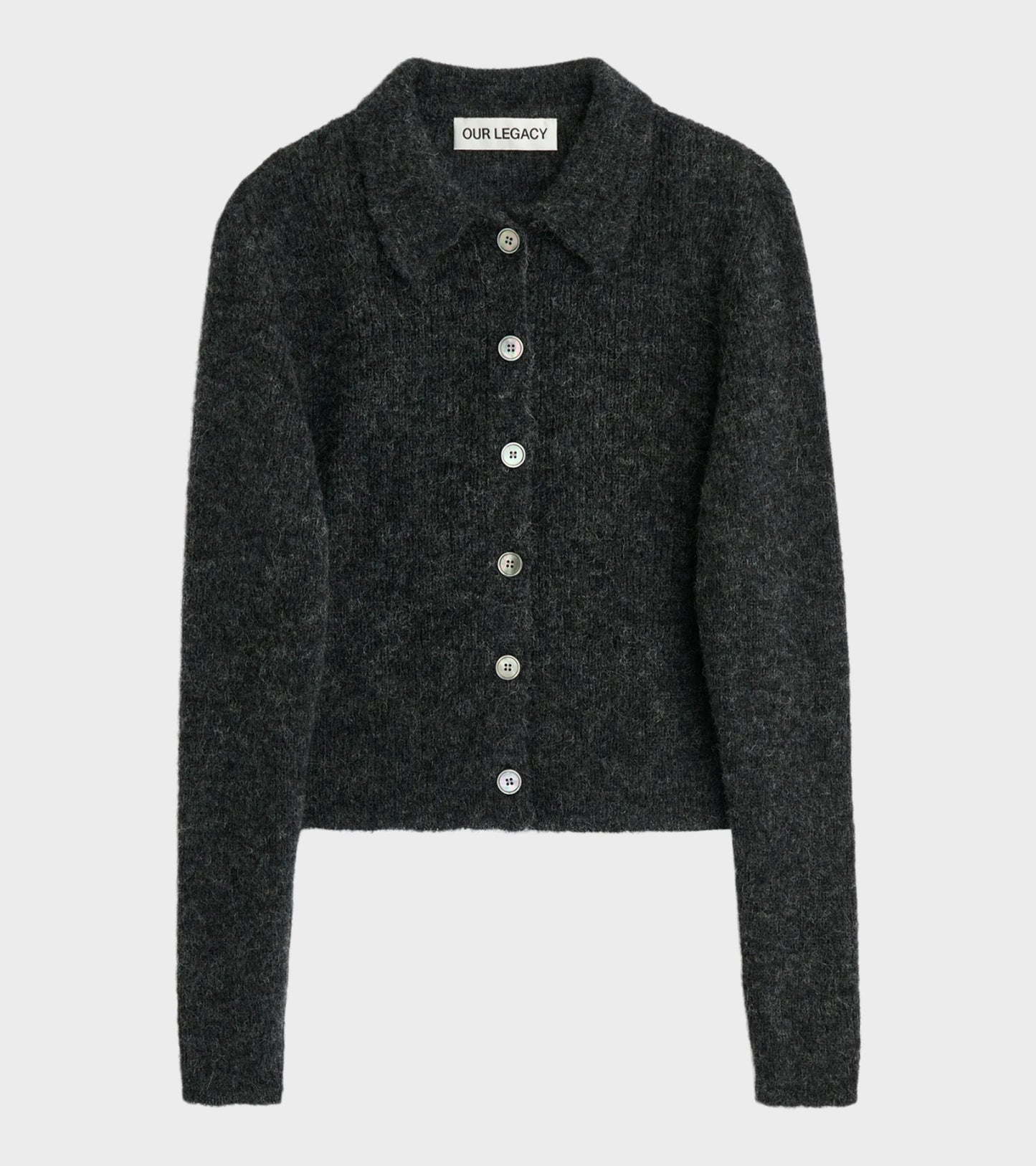Mazzy Polo Charcoal Melange Fuzzy Alpaca