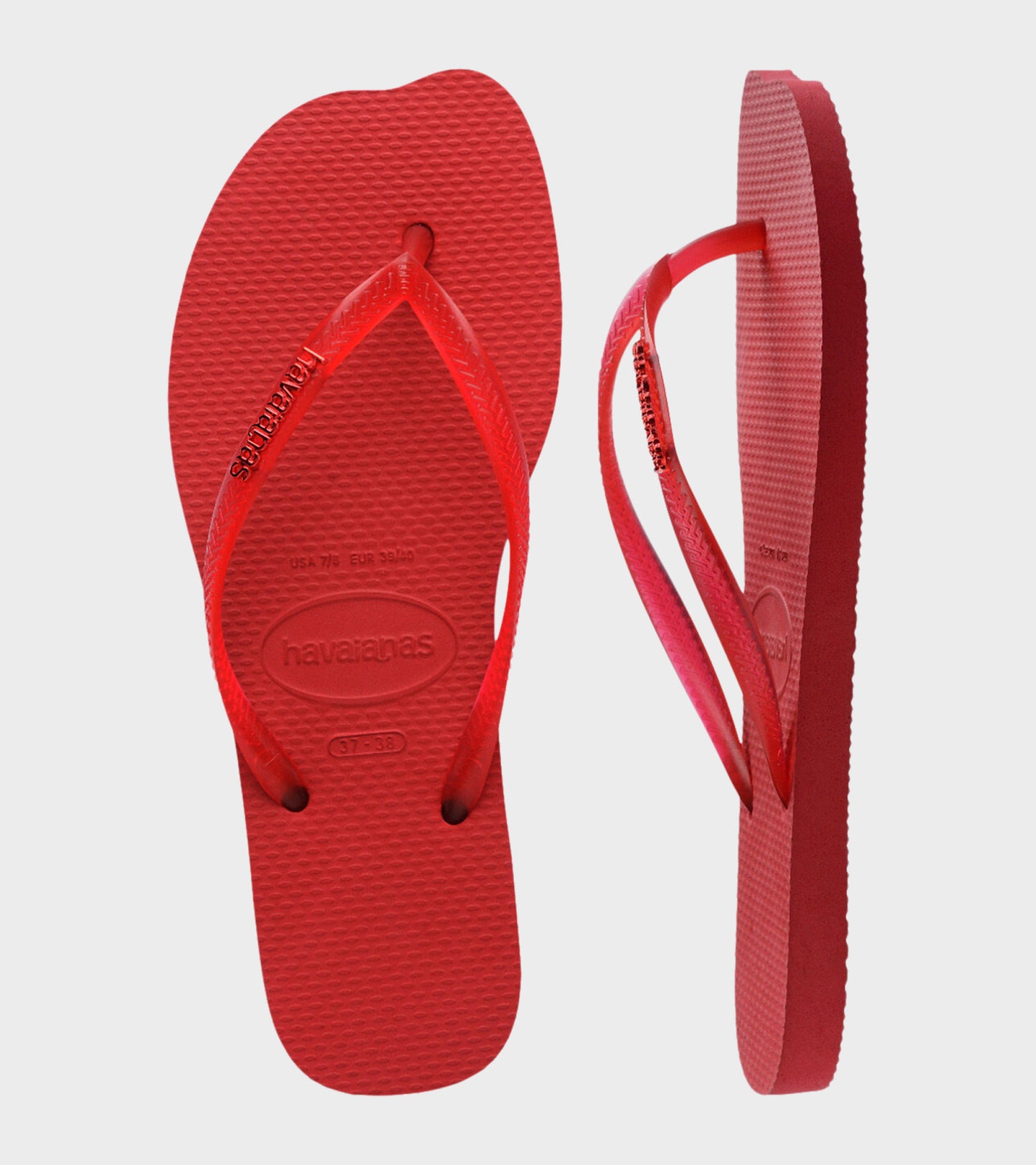 Slim Split Flip Flops Red