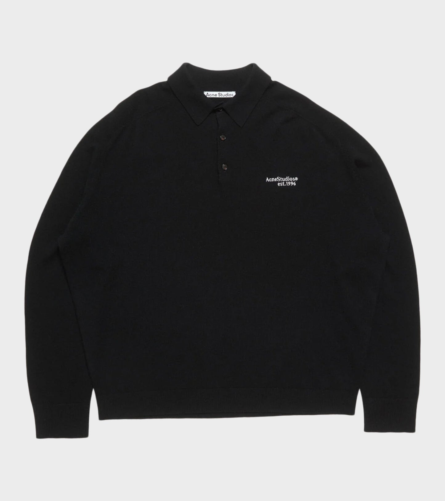 Wool Knit Polo Black