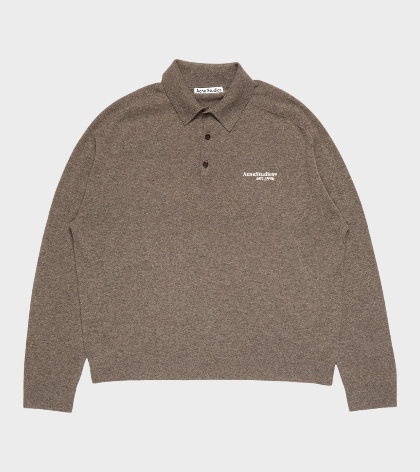 Wool Knit Polo Brown Melange