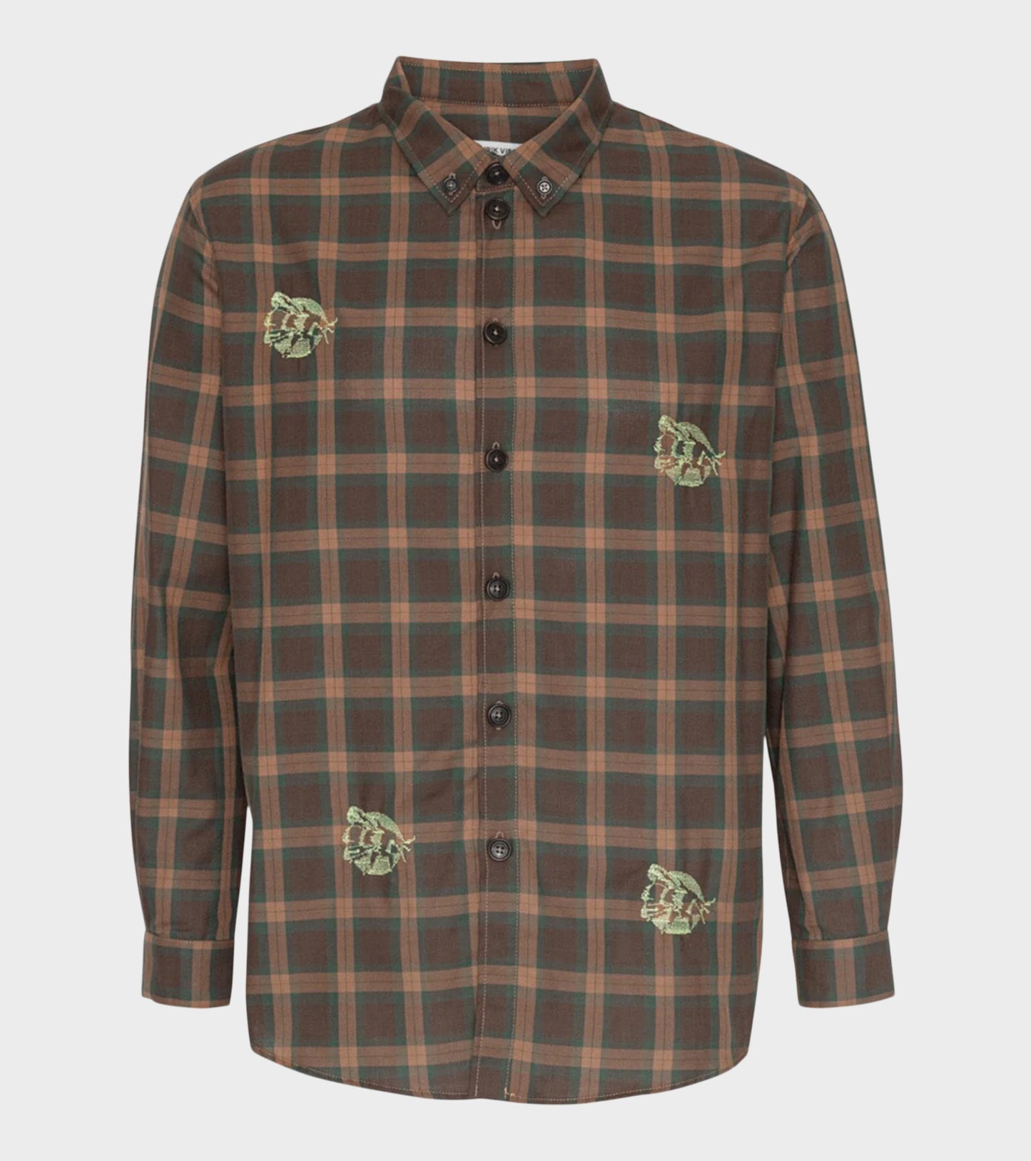 Block Shirt Brown Cotton Checks