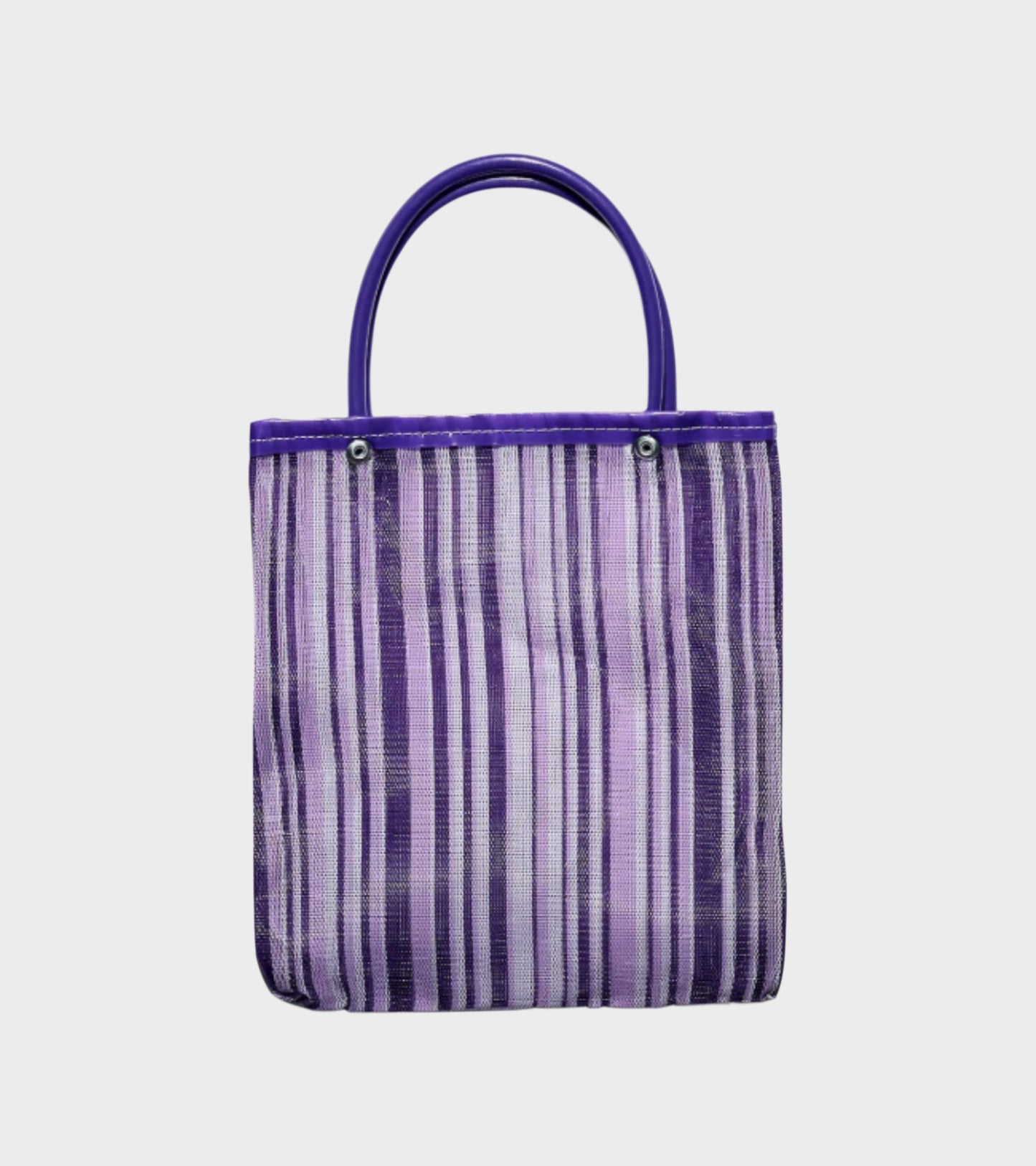 Mini Market Tote Purple Vertical Stripe