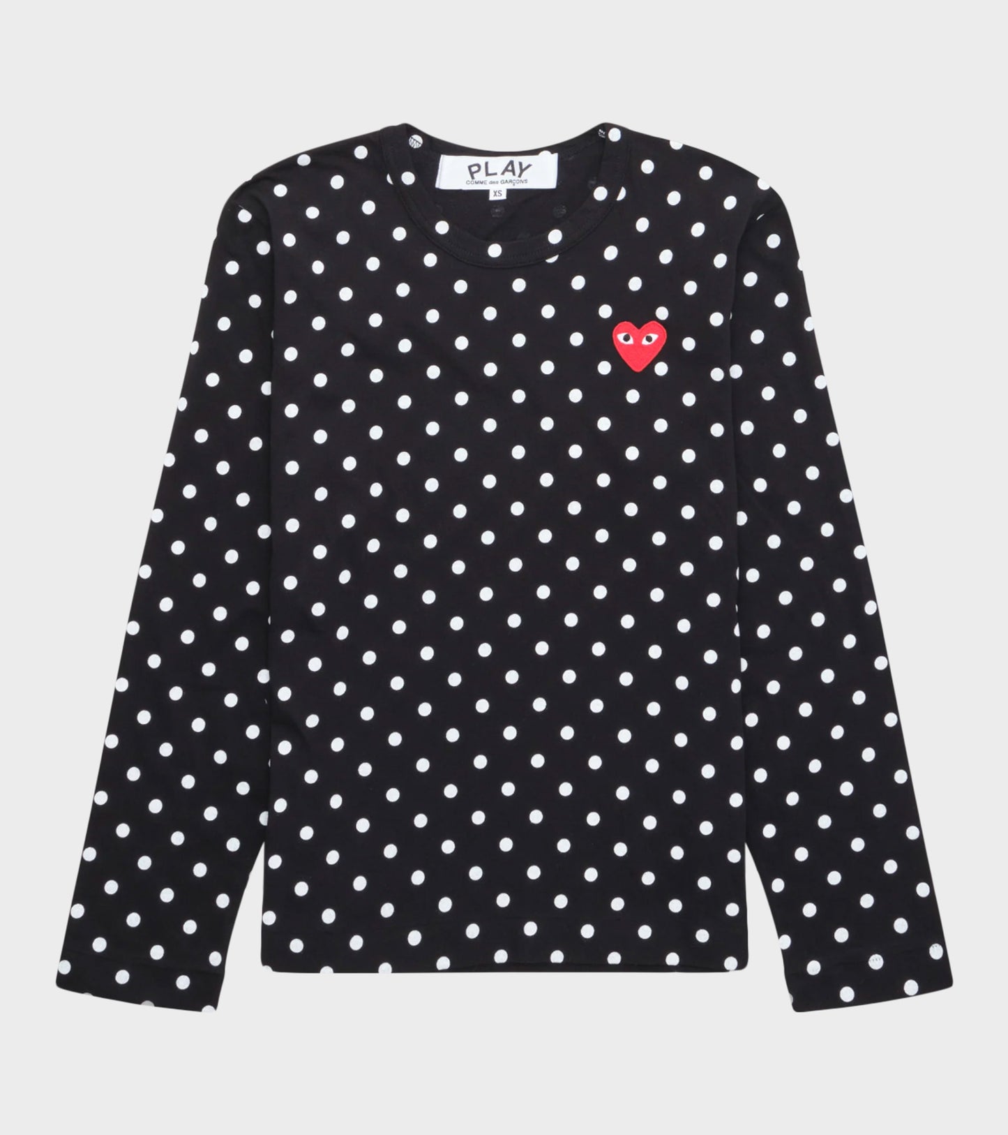 U Red Heart LS Dot T-shirt Black/White
