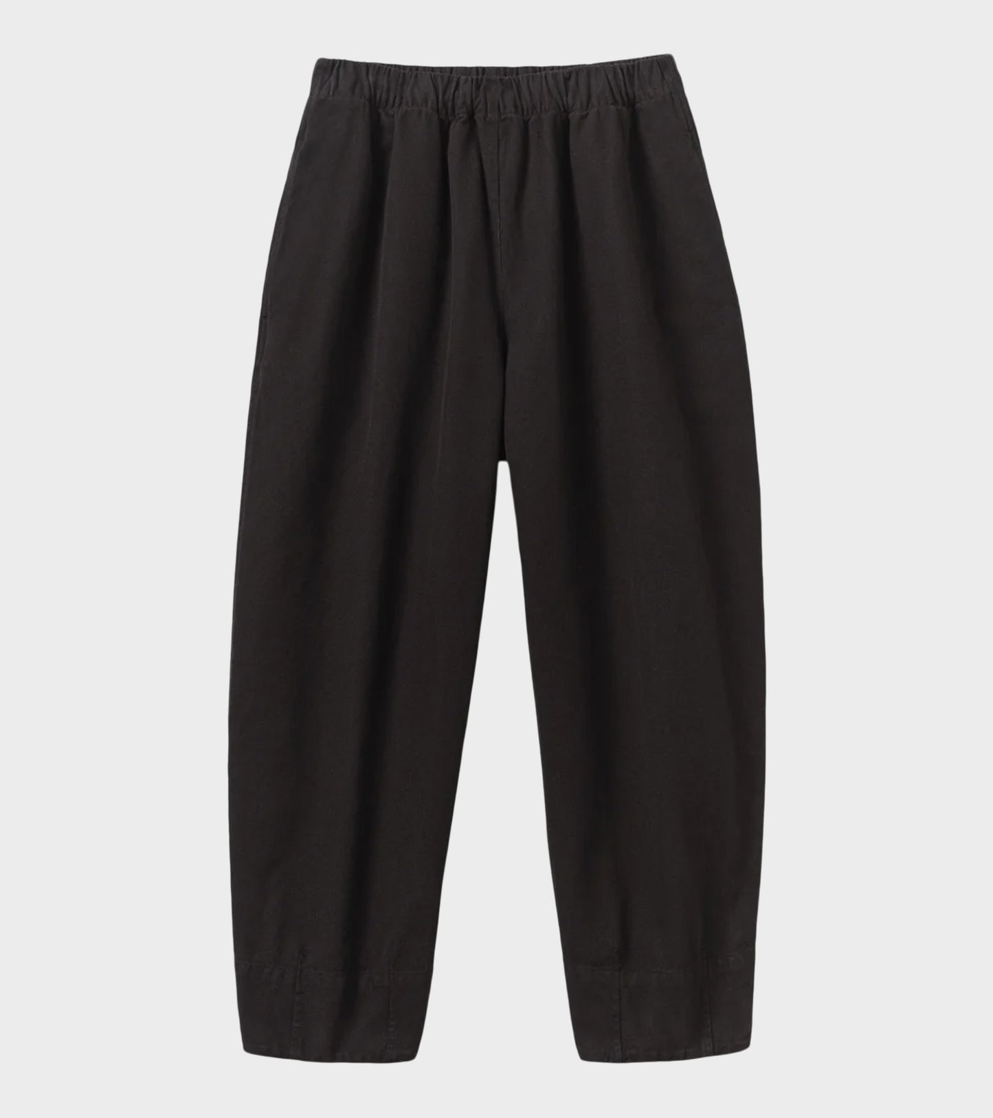 Sculpted Leg Brushed Cotton Canvas Trousers Black