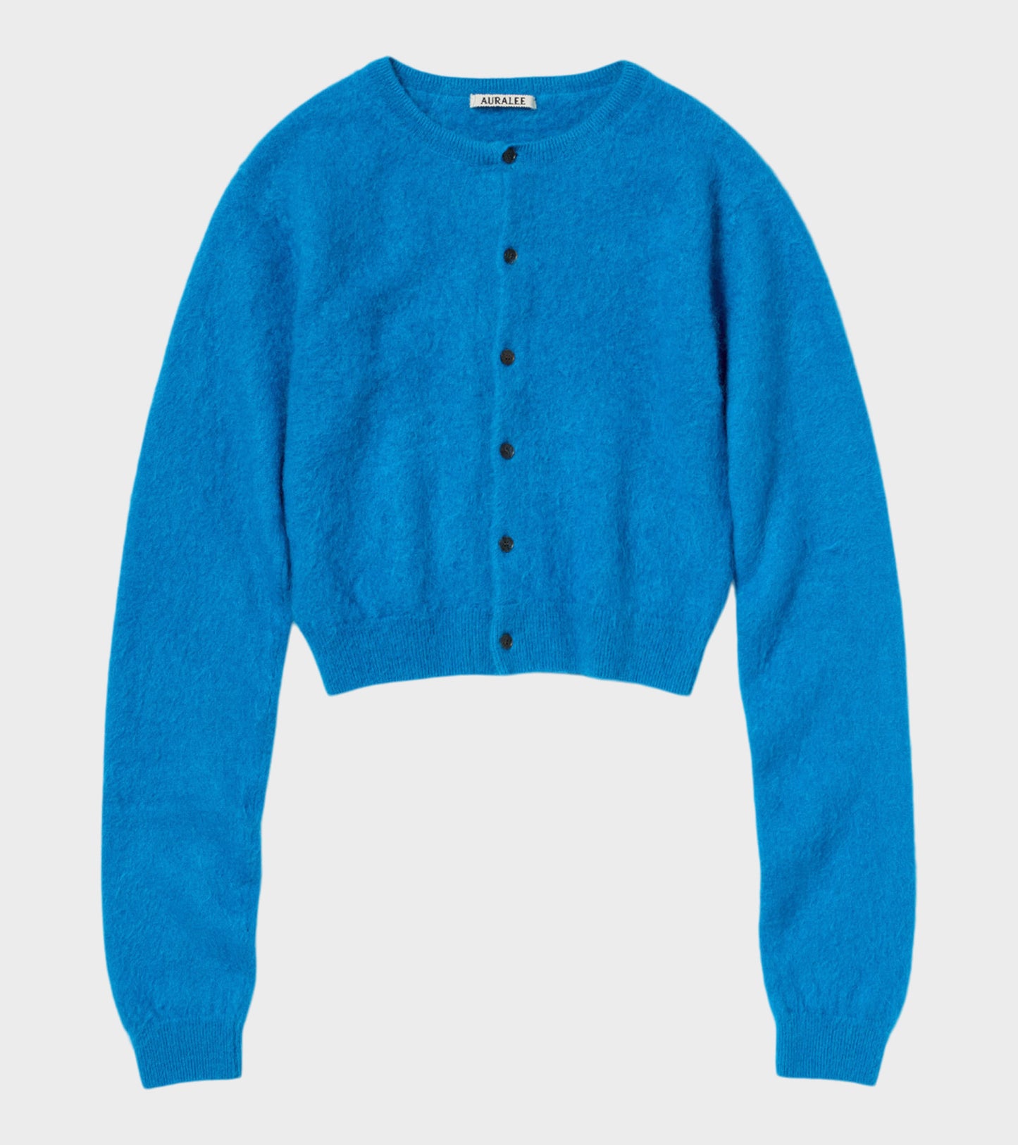 Garment Dyed Baby Alpaca Fur Knit Cardigan Blue