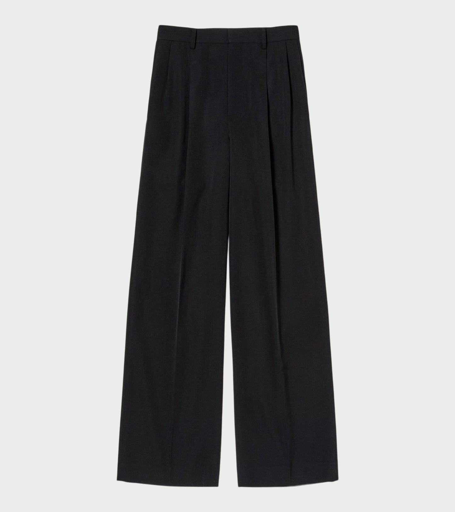 Light Wool Max Gabardine Two-Tuck Slacks Top Black