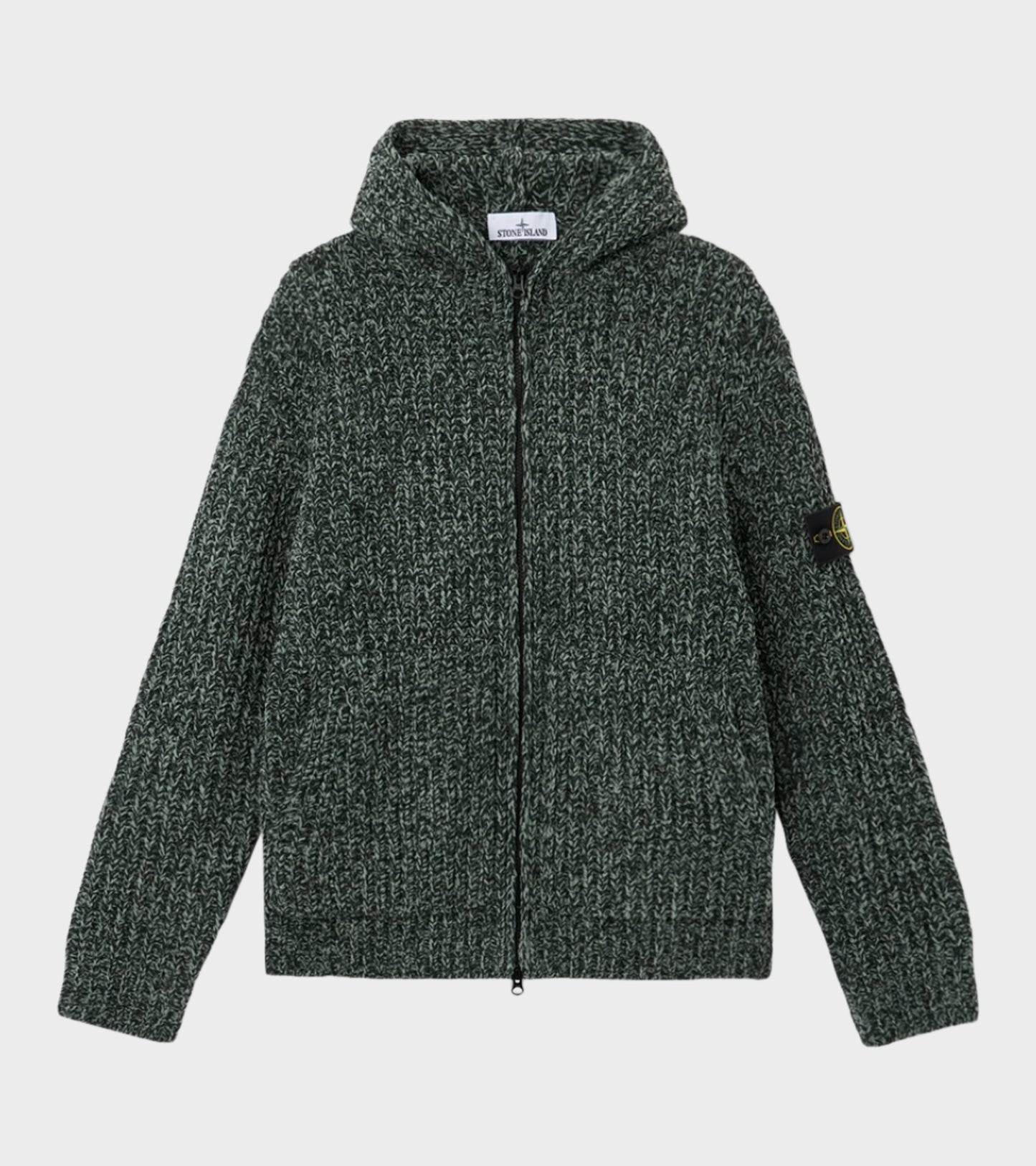 Chunky Soft Cotton Yarn Hoodie Dark Green Mix