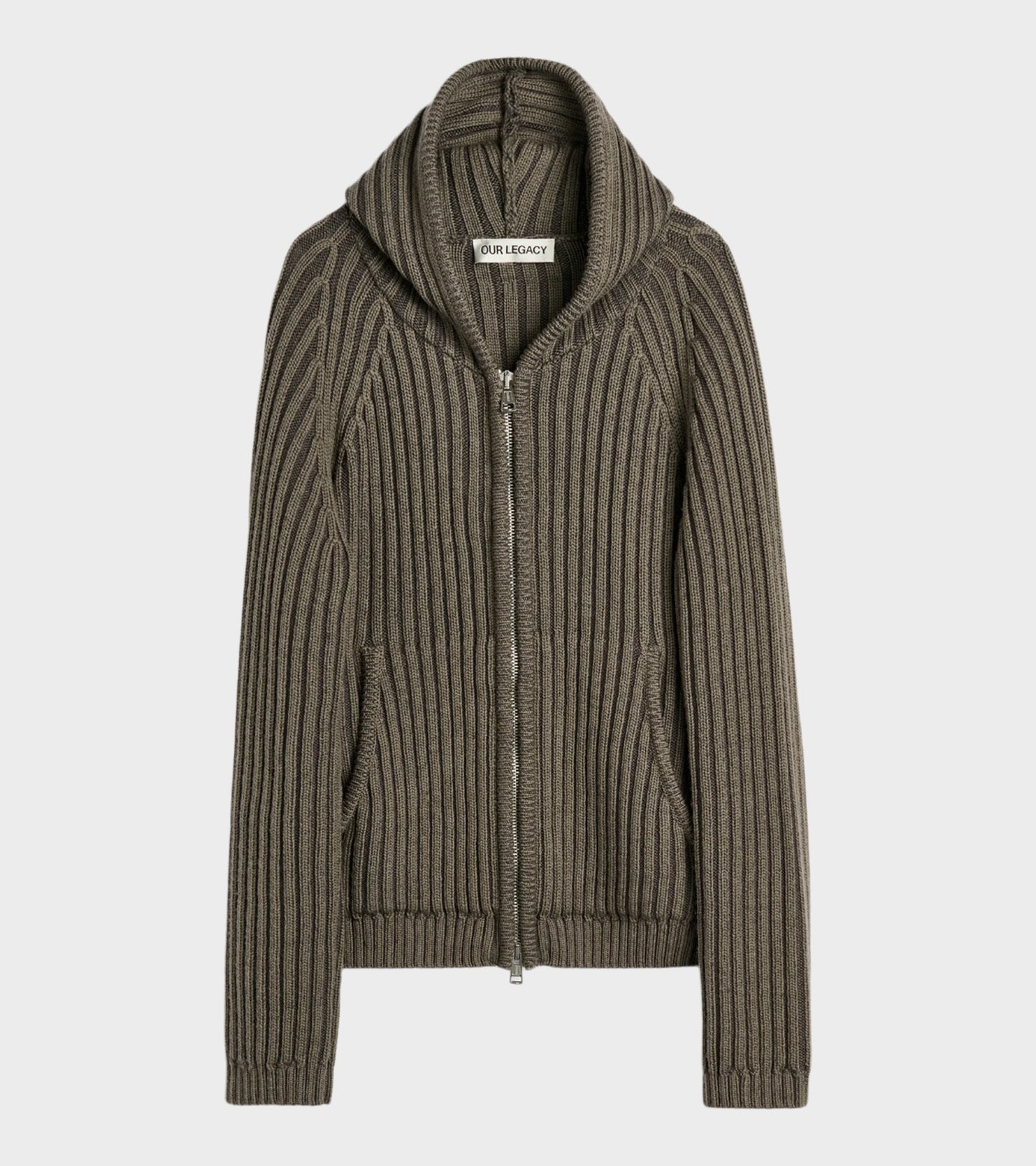 Level Hood Sage Stripe Dry Merino Wool Grey