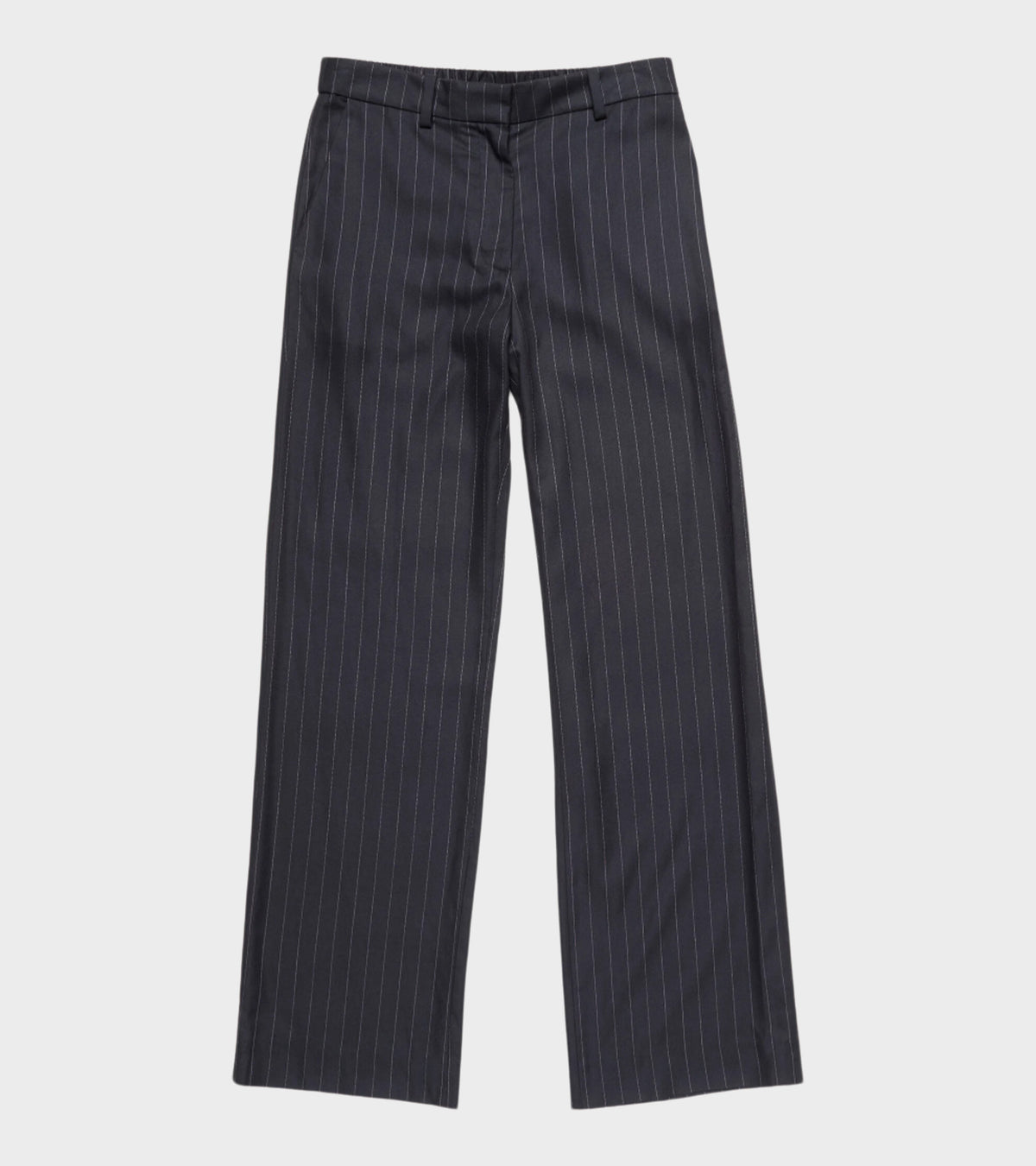 Pinstripe Wool Trousers Navy Blue
