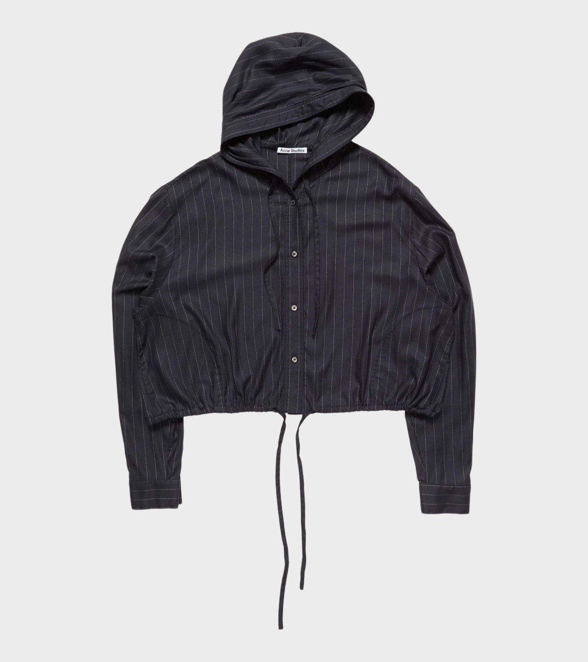 Button-Up Wool Overshirt Navy Blue