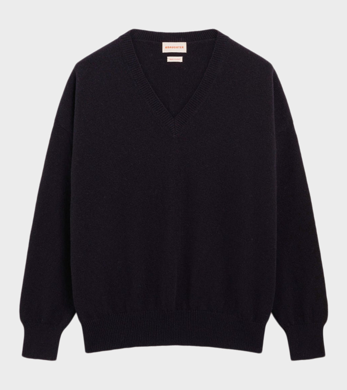 Innes Slouch V-Neck Geelong Lambswool Black