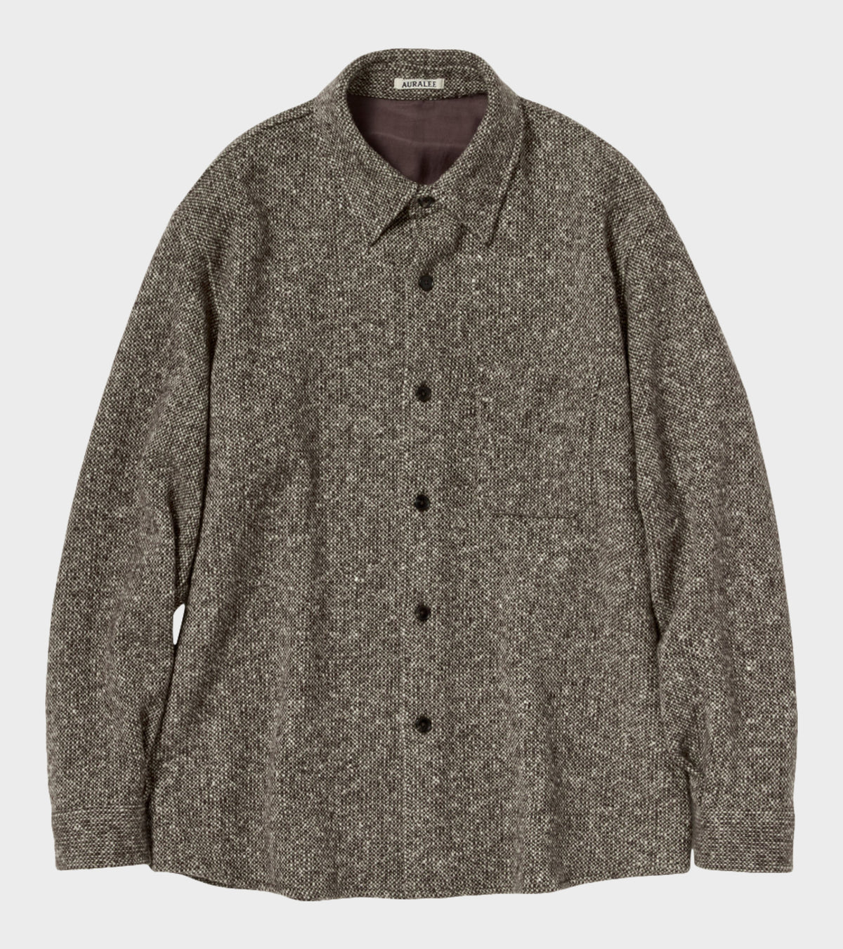 Homespun Tweed Shirt Blouson Mix Brown