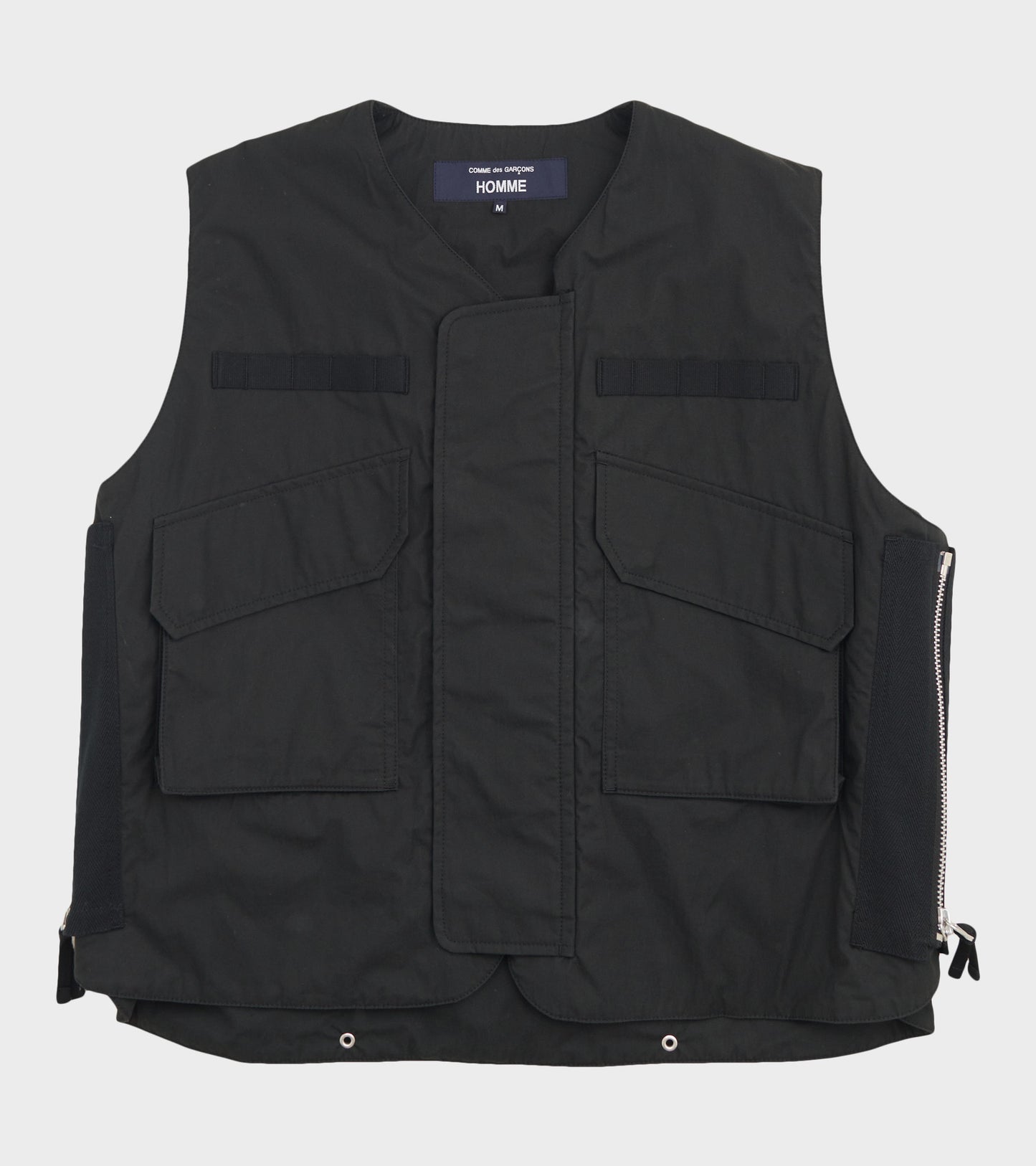 Cotton Vest with Zippers Black