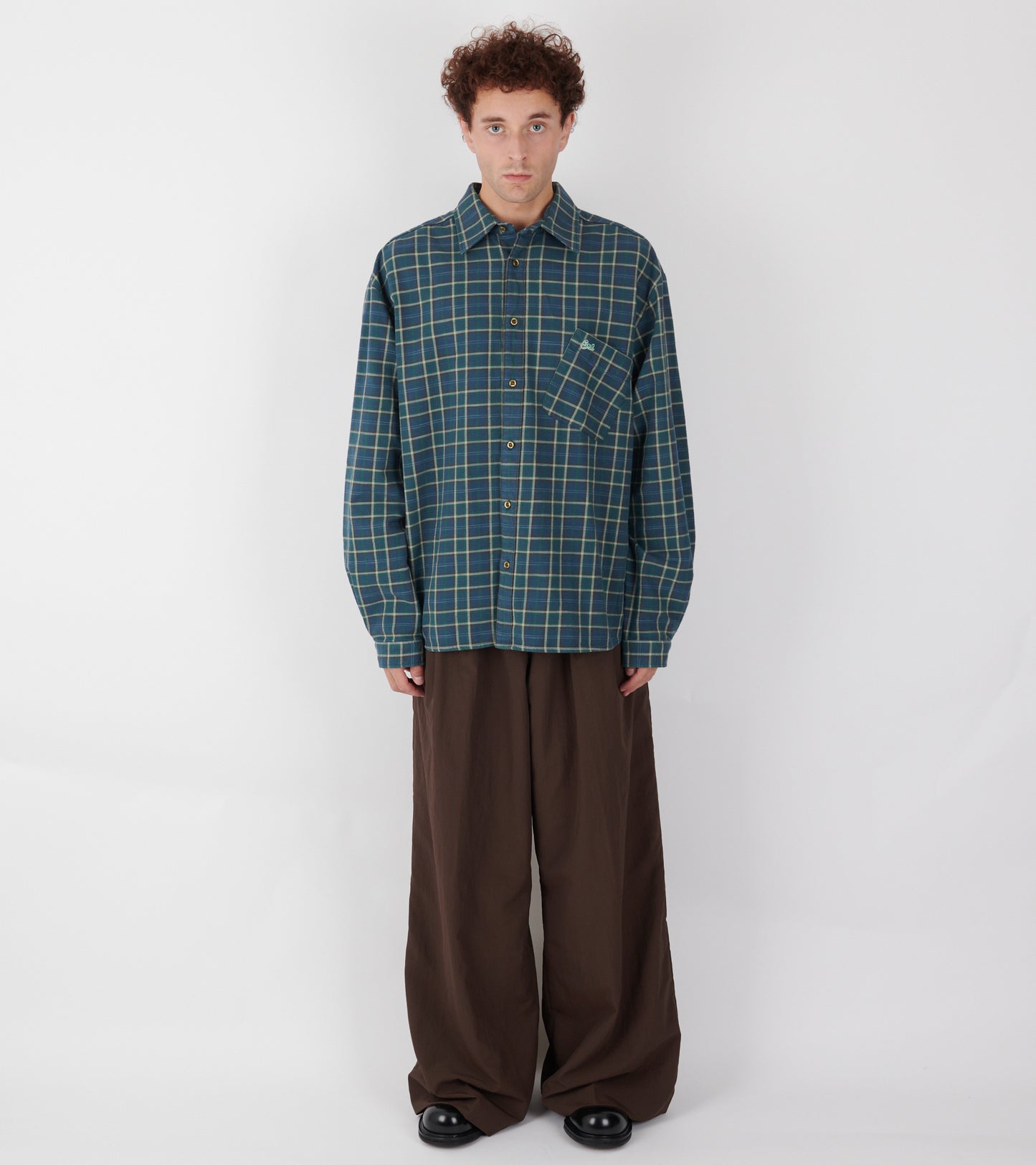 Relaxed Plaid Check Overshirt Green/Blue Mix