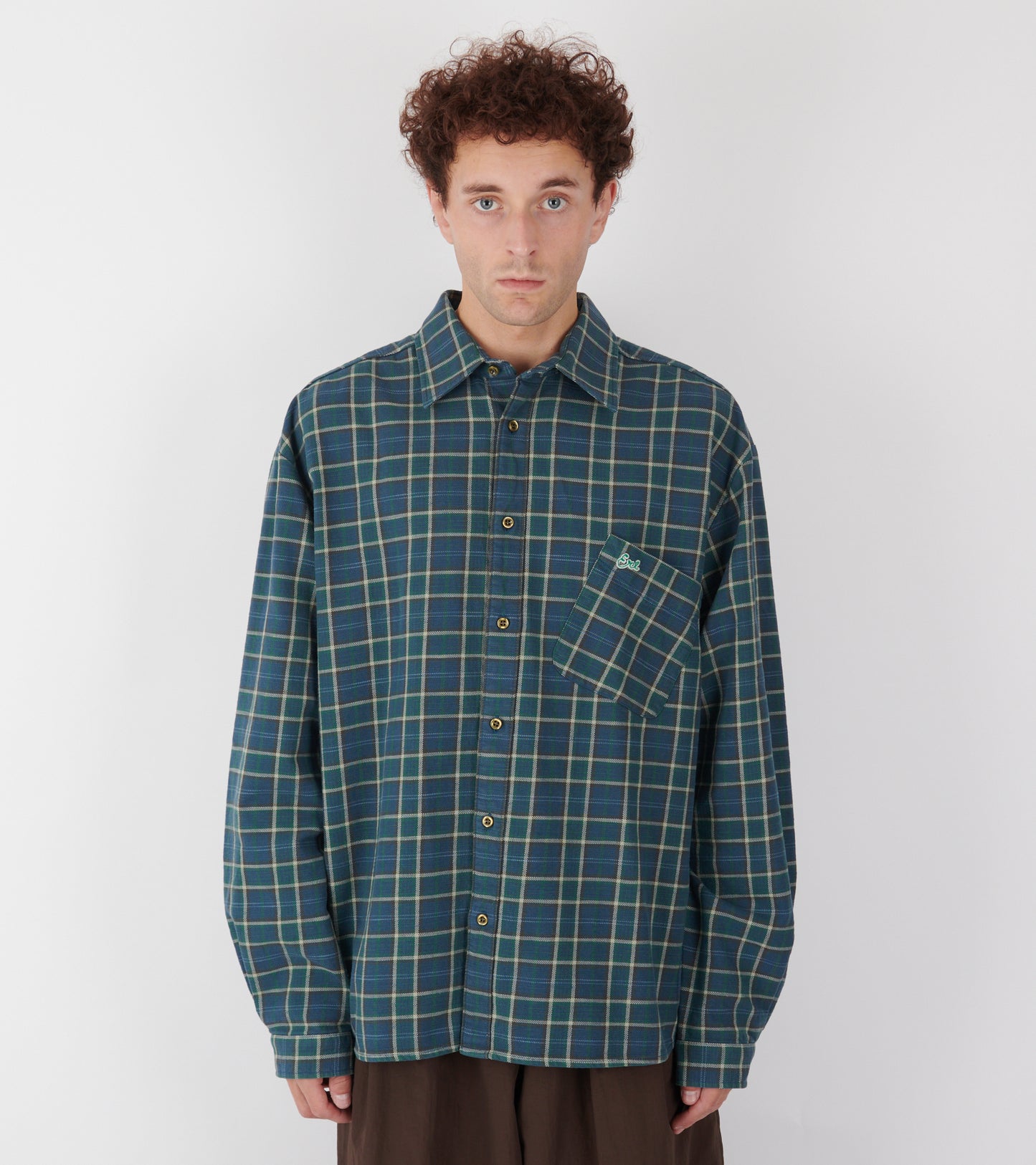Relaxed Plaid Check Overshirt Green/Blue Mix